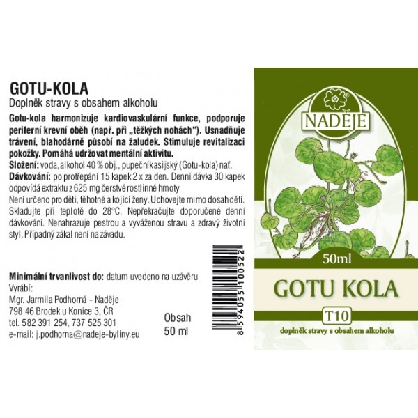 Naděje Gotu-kola /Brahmí/ tinktura z byliny T10 50 ml