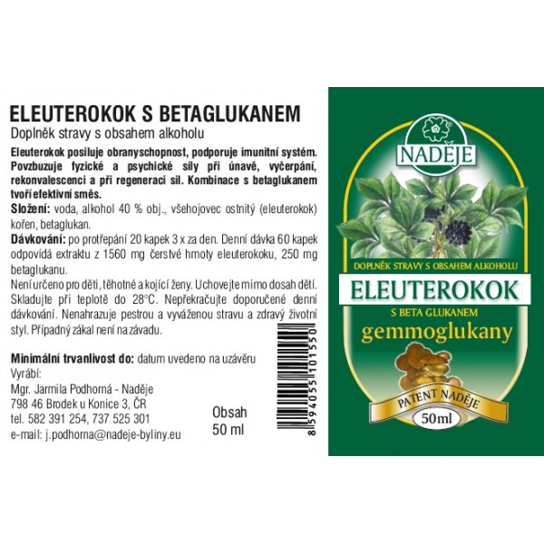 Naděje Eleuterokok + betaglukan TG6 50 ml