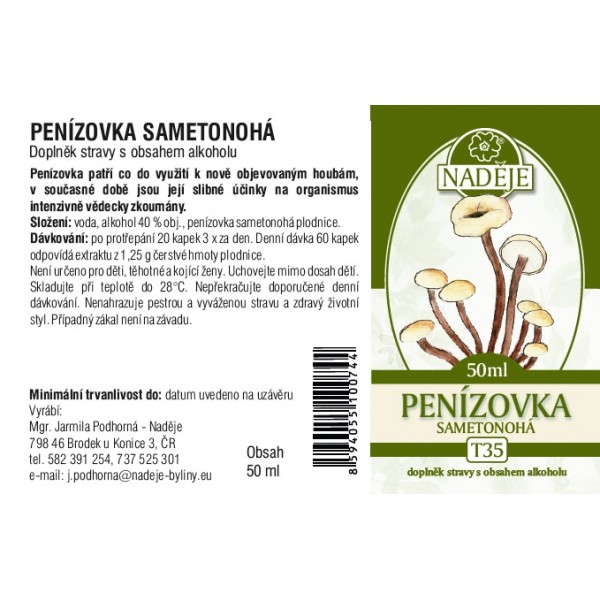 Naděje Penízovka sametonohá bylinná tinktura 50 ml