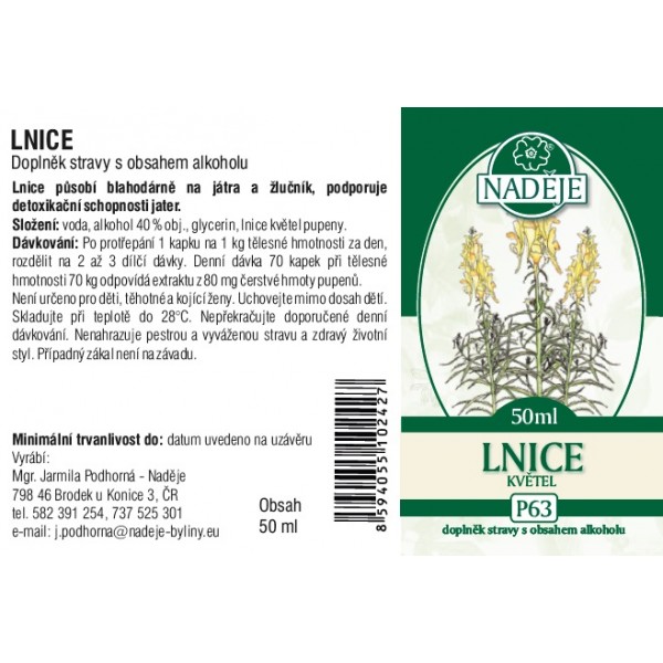 Naděje Lnice tinktura z pupenů P63 50 ml