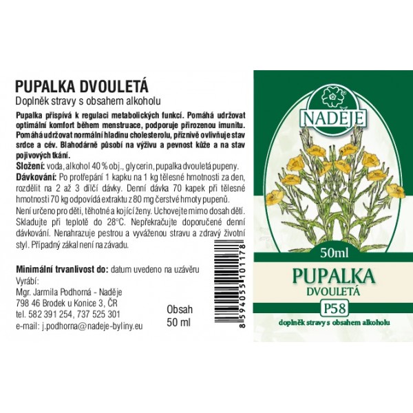 Naděje Pupalka dvouletá tinktura z pupenů P58 50 ml