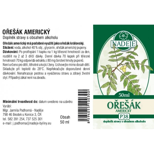 Naděje Ořešák americký, černý tinktura z pupenů P38 50 ml