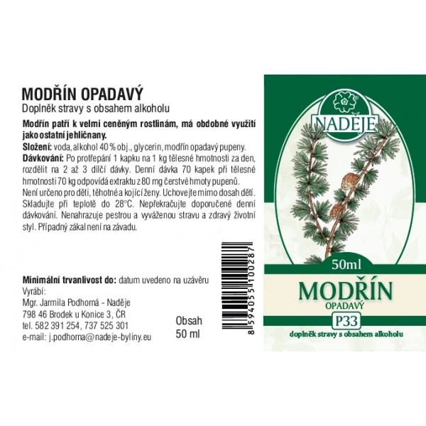 Naděje Modřín opadavý tinktura z pupenů P33 50 ml