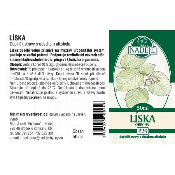 Naděje Líska obecná tinktura z pupenů P29 50 ml