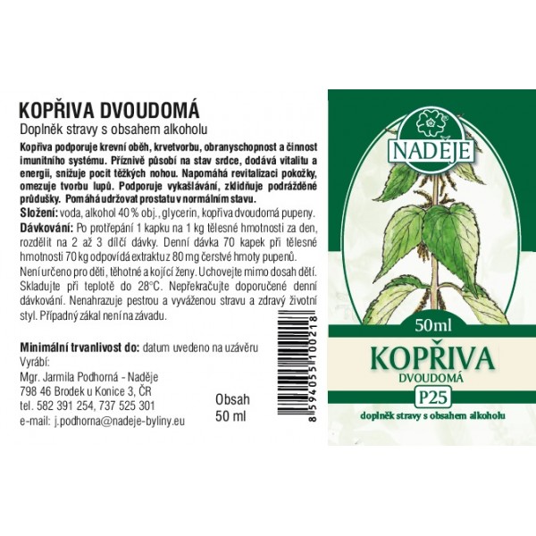 Naděje Kopřiva tinktura z pupenů P25 50 ml