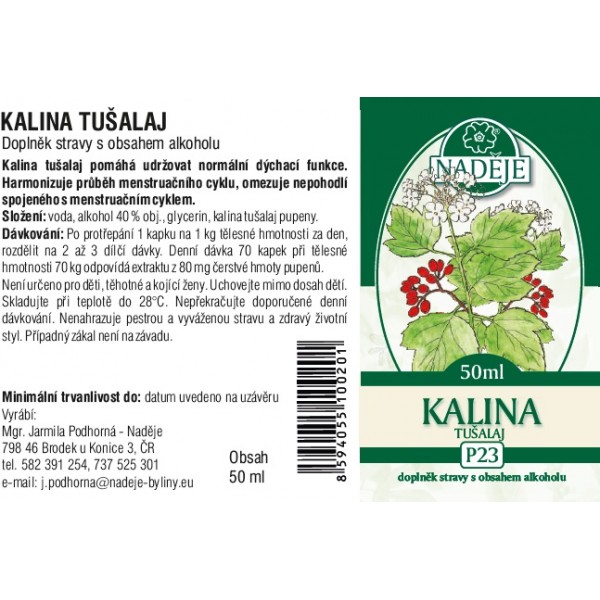 Naděje Kalina tušalaj tinktura z pupenů P23 50 ml