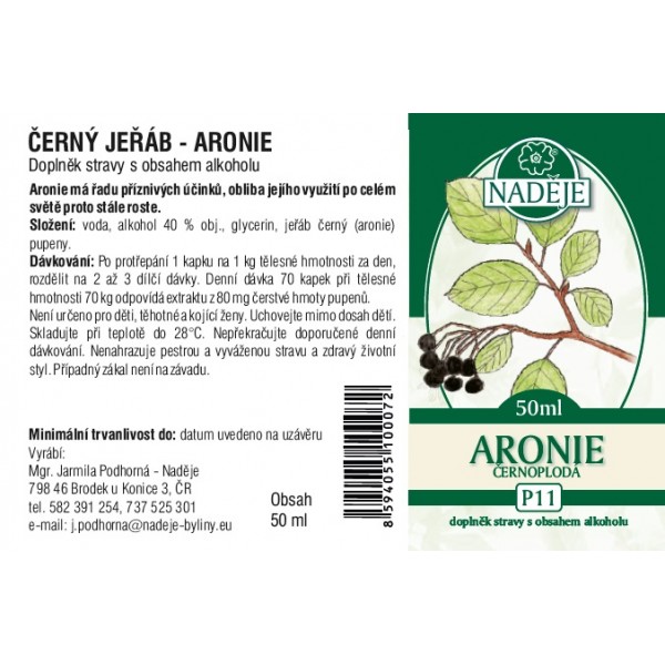 Naděje Černý jeřáb ARONIE tinktura z pupenů P11 50 ml