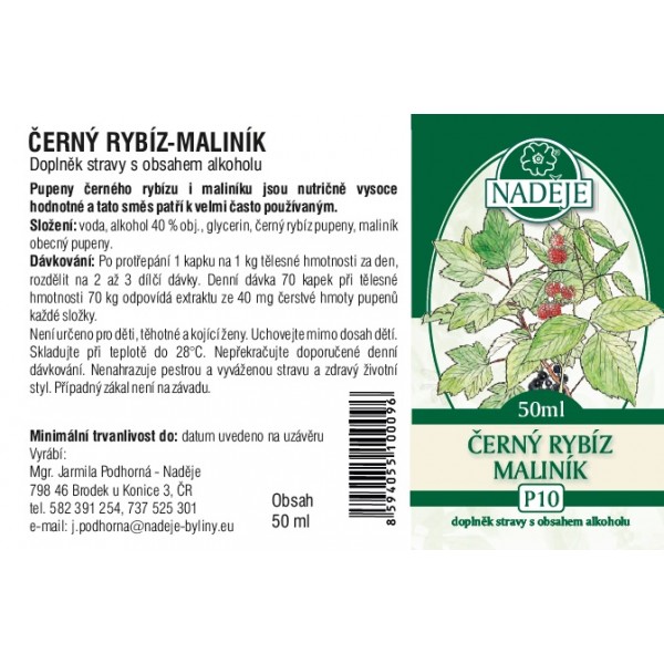 Naděje Černý rybíz maliník tinktura z pupenů rostlin 50 ml