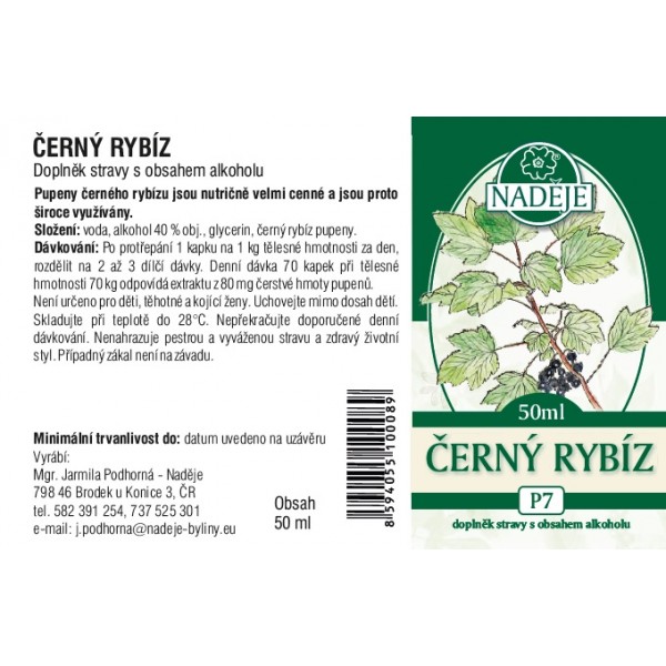 Naděje Černý rybíz tinktura z pupenů P7 50 ml