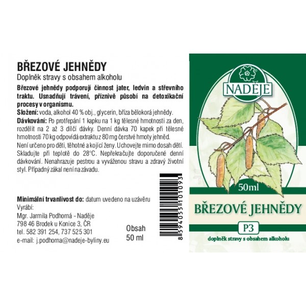 Naděje Březové jehnědy tinktura z pupenů 50 ml