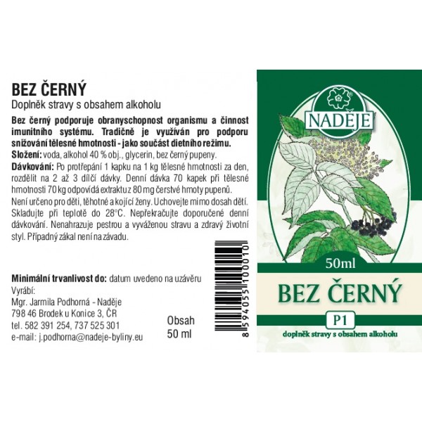 Naděje Bez černý tinktura z pupenů P1 50 ml