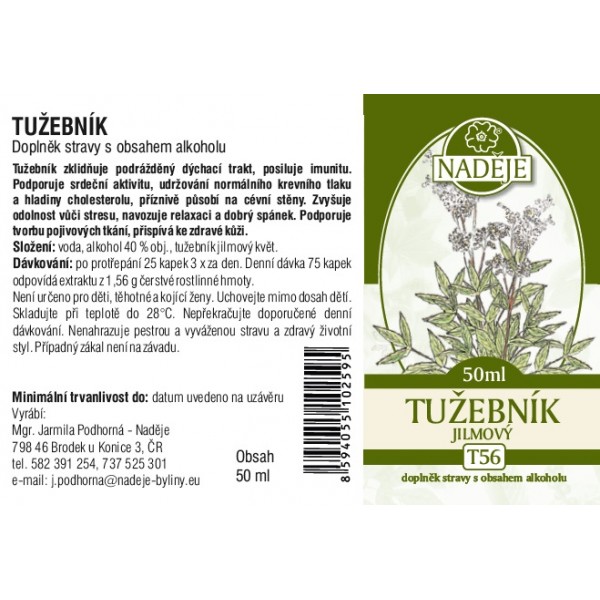 Naděje Tužebník jilmový tinktura z byliny T56 50 ml