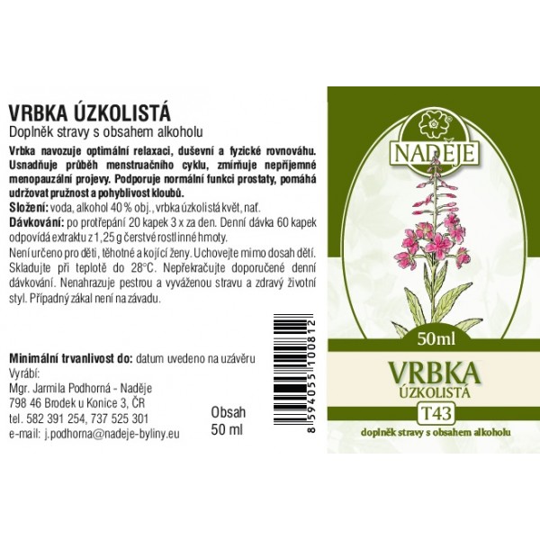 Naděje Vrbka úzkolistá výluh z bylin 50 ml