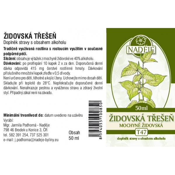 Naděje Židovská třešeň tinktura z byliny T47 50 ml