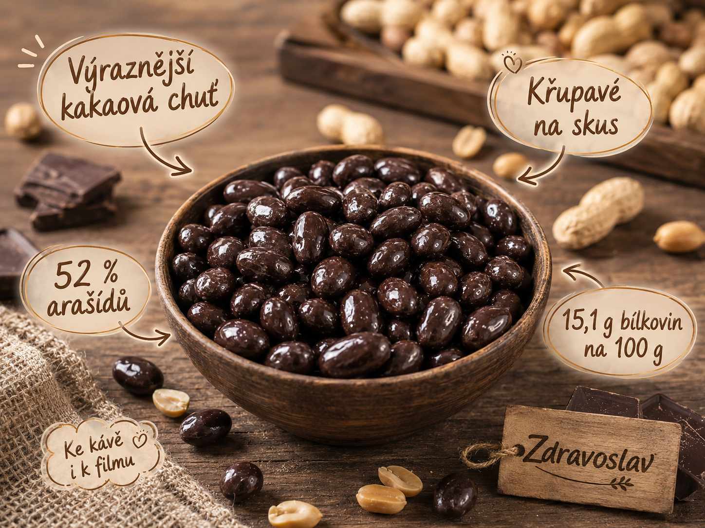 Arašídy v hořké čokoládě 250 g — náhled 2