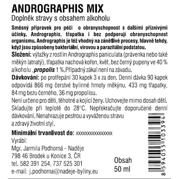 Naděje Andrographis mix SV12 50 ml