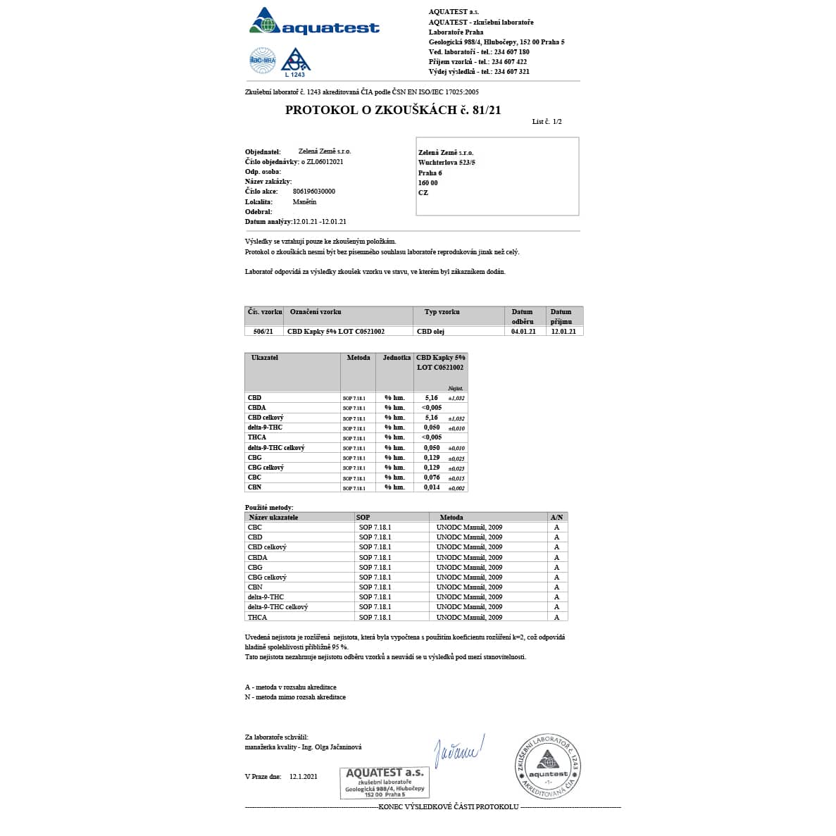 Zelená Země CBD Konopný olej 5%, 10 ml