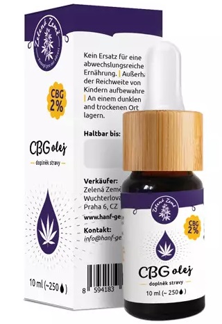 Zelená Země CBG konopný olej 2% 10 ml