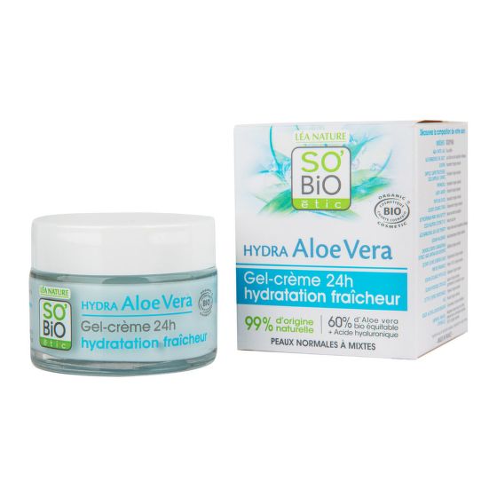 SO´BIO étic Gel-krém Aloe vera — hydratace a svěžest 24h — pro normální až smíšenou pleťBIO 50 ml