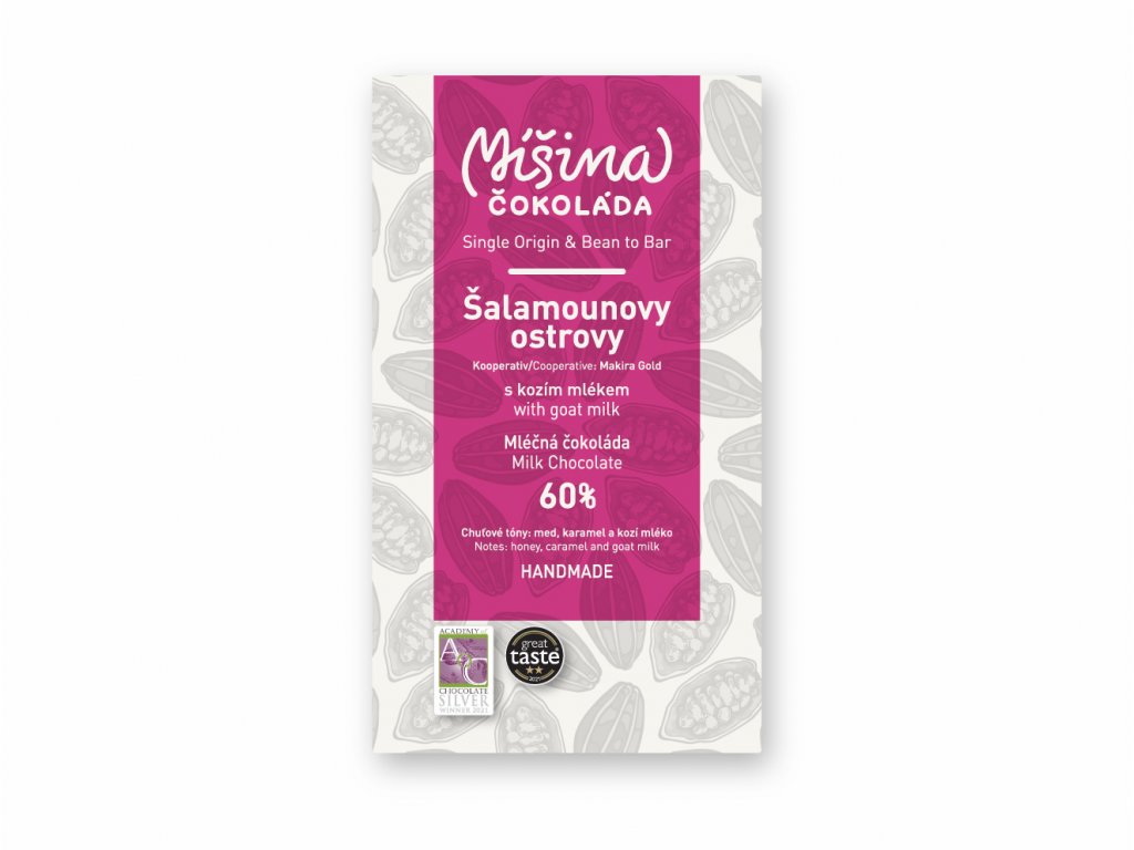 Míšina Čokoláda Čokoláda 60 % Šalamounovy ostrovy s kozím mlékem 50 g