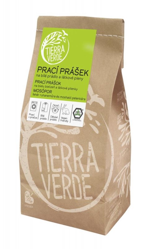 Tierra Verde Prací prášek na bílé prádlo a látkové pleny - INOVACE sáček 850 g