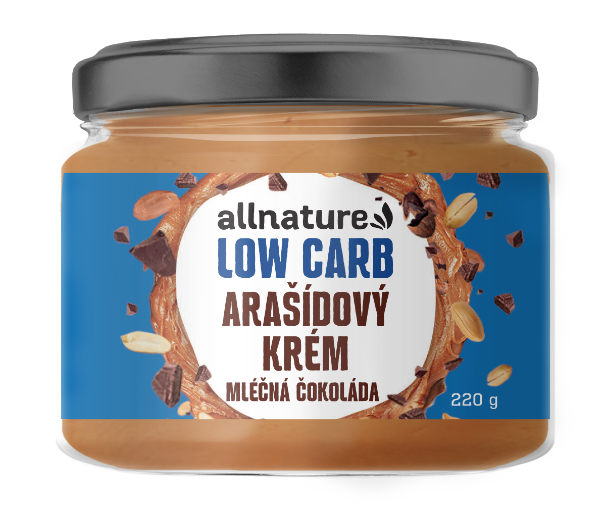 Allnature Arašídový krém s mléčnou LOW carb čokoládou 220 g