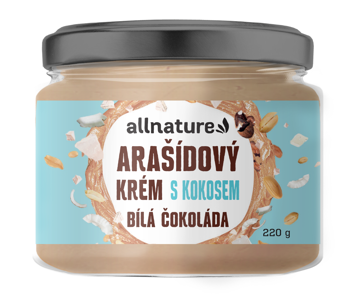 Allnature Arašídový krém s bílou čokoládou a kokosem 220 g