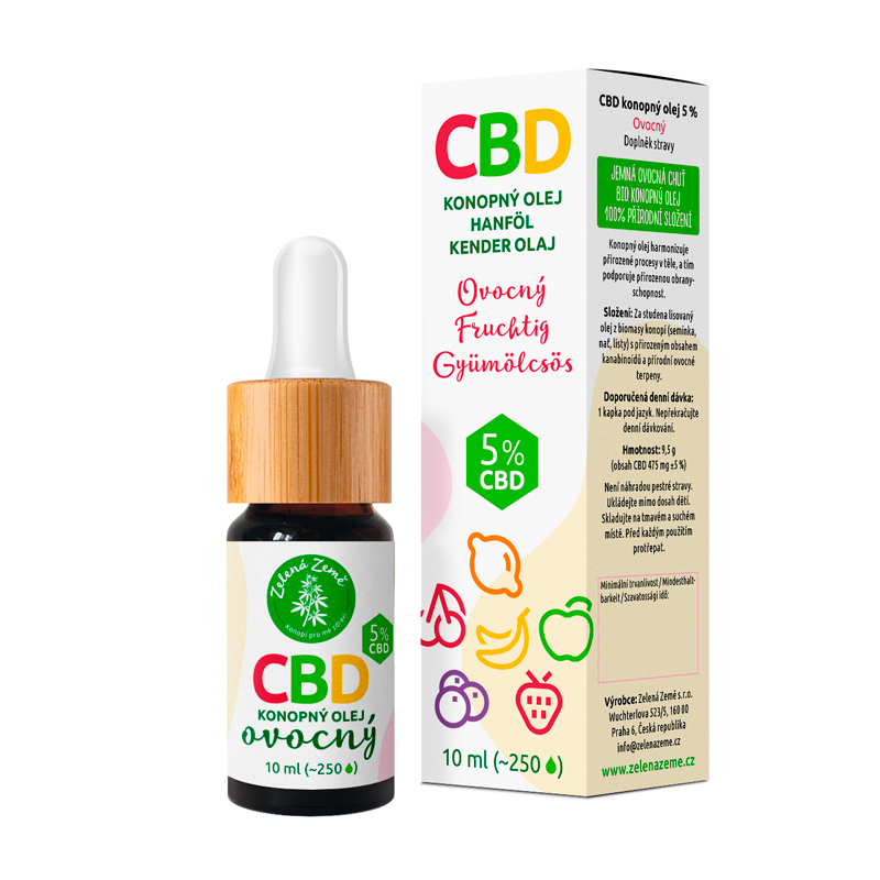 Zelená Země CBD kapky s ovocnou příchutí 5%, 10 ml