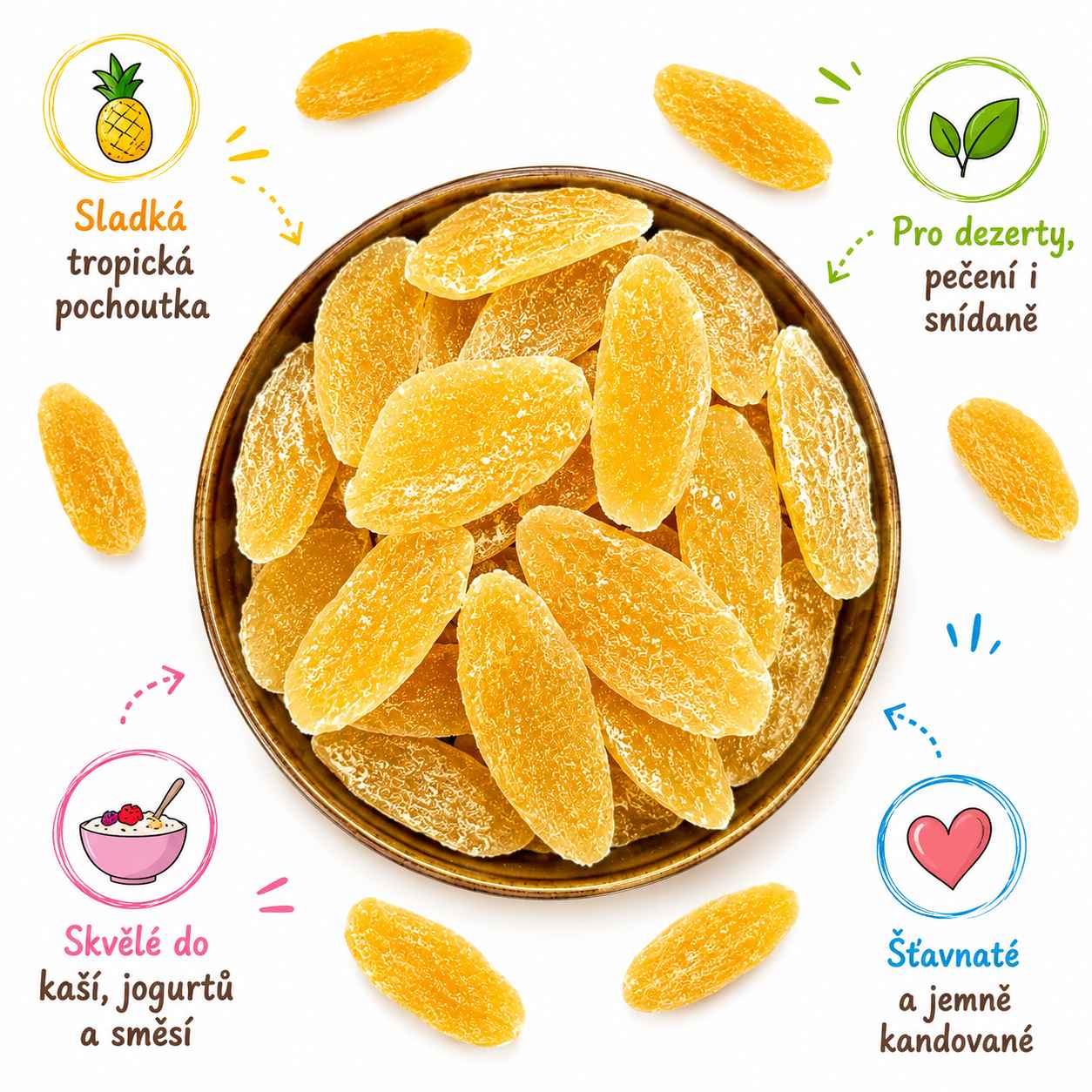 Zdravoslav Ananas kandovaný plátek 1000 g