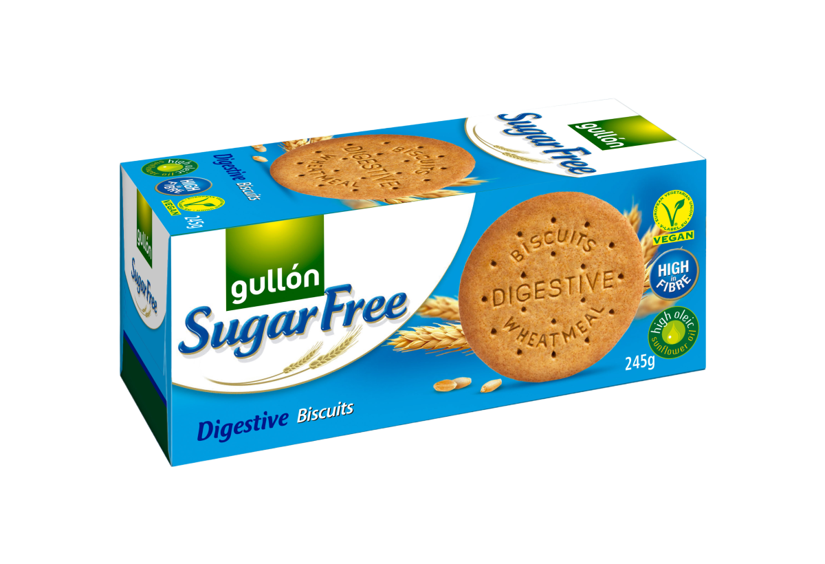 Gullón Celozrnné sušenky bez cukru, se sladidly Digestive 245 g