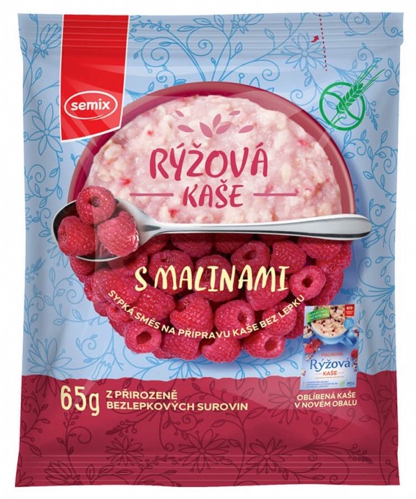 Semix Rýžová kaše s malinami bez lepku 65g