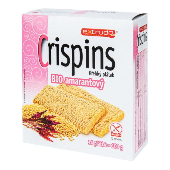 Extrudo Chlebíček kukuřičný s amarantem Crispins bezlepkový BIO 100 g