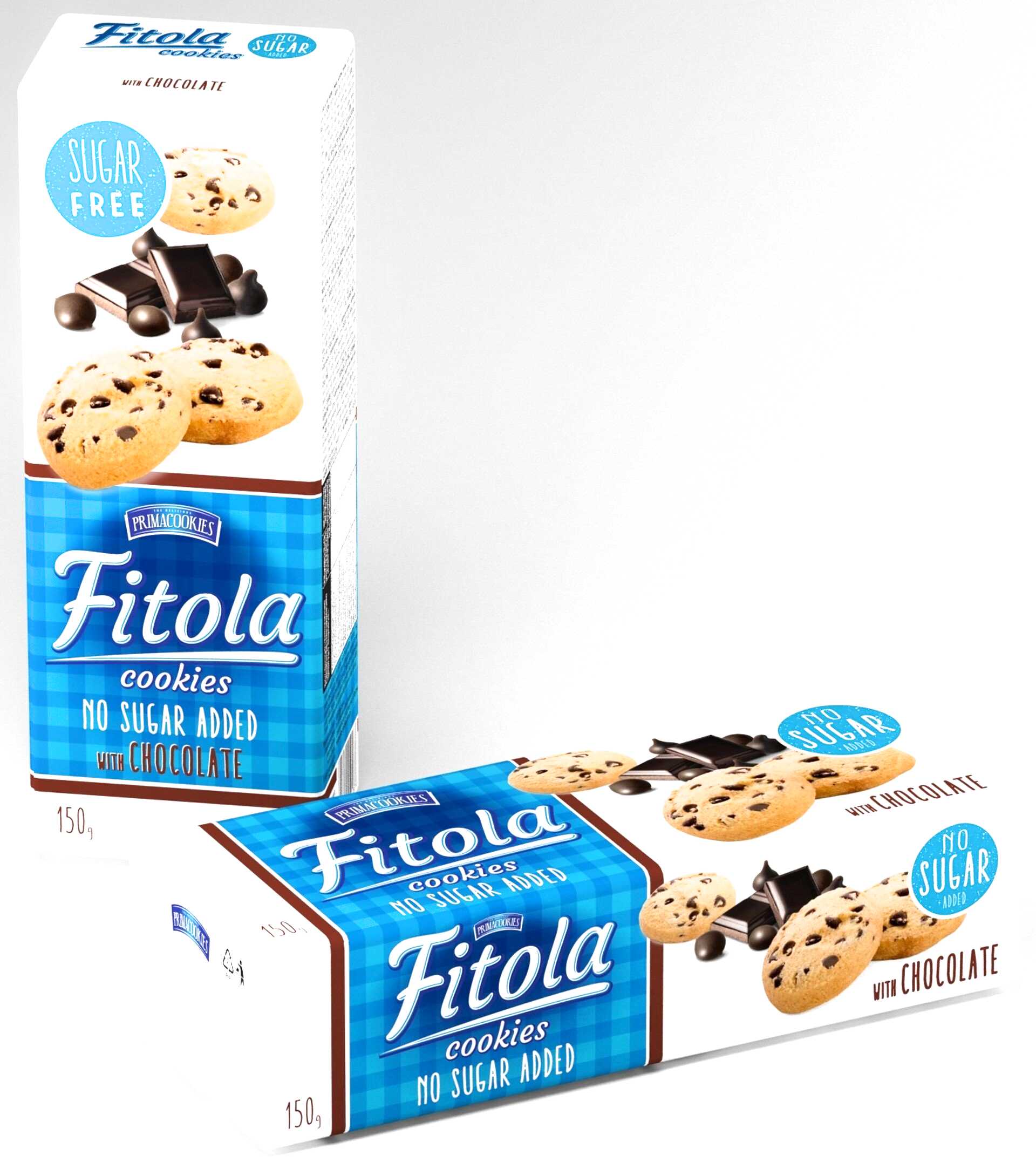 Levně FITOLA CHOCOLATE Křehké sušenky bez přidaného cukru s čokoládou bez cukru 150 g