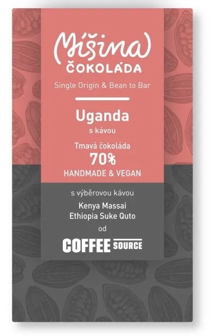 Míšina Čokoláda Tmavá čokoláda 70% Uganda s kávou 50 g