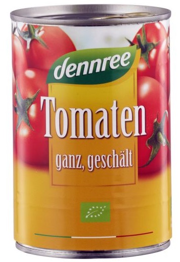 Levně Dennree Rajčata celá loupaná BIO 400 g