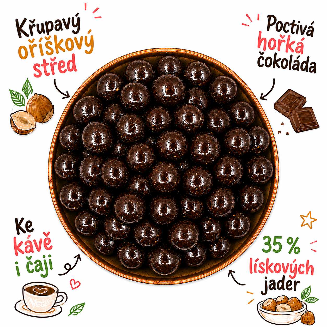 Lísková jádra v hořké čokoládě 500 g — náhled 2