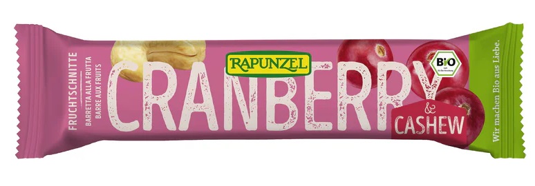 Levně Rapunzel Tyčinka brusnice-kešu BIO 40 g EXP.25.6.2026