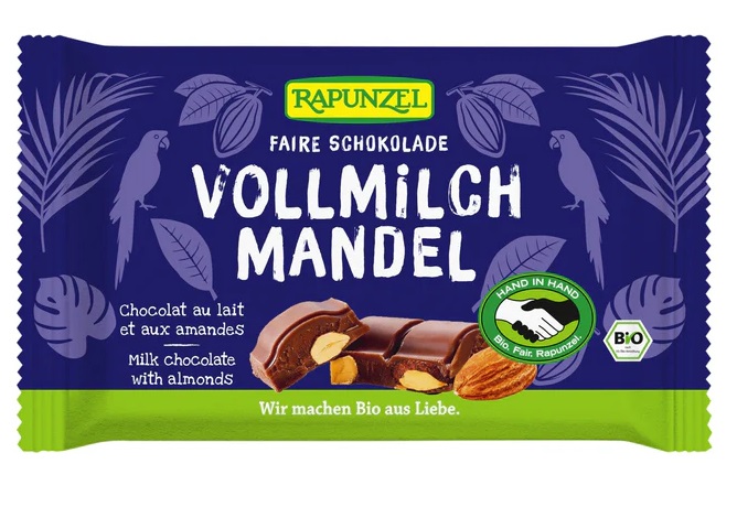 Rapunzel Čokoláda mléčná s mandlemi BIO 100 g
