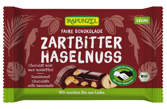 Levně Rapunzel Čokoláda hořká s lískovými oříšky BIO 100 g