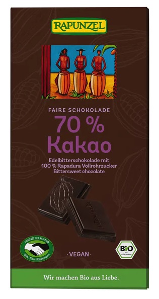 Levně Rapunzel Čokoláda hořká 70 % BIO 80 g