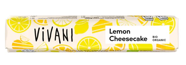 Vivani Tyčinka mléčná čokoláda Lemon Cheesecake BIO 40 g