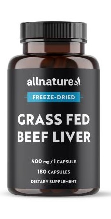 Levně Allnature Grass Fed Beef Liver 400 mg 180 kapslí