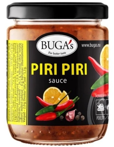 BUGA´s Chilli omáčka PIRI PIRI sklo 160g/145ml