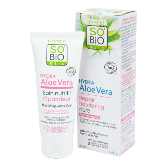 SO´BiO étic Péče výživná reparační Aloe vera pro citlivou pleť BIO 50 ml