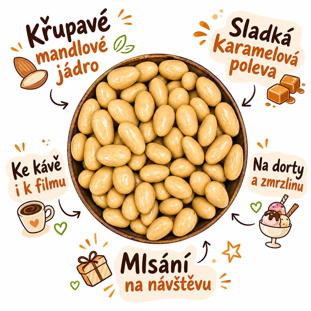 Mandle v karamelové polevě — náhled 2