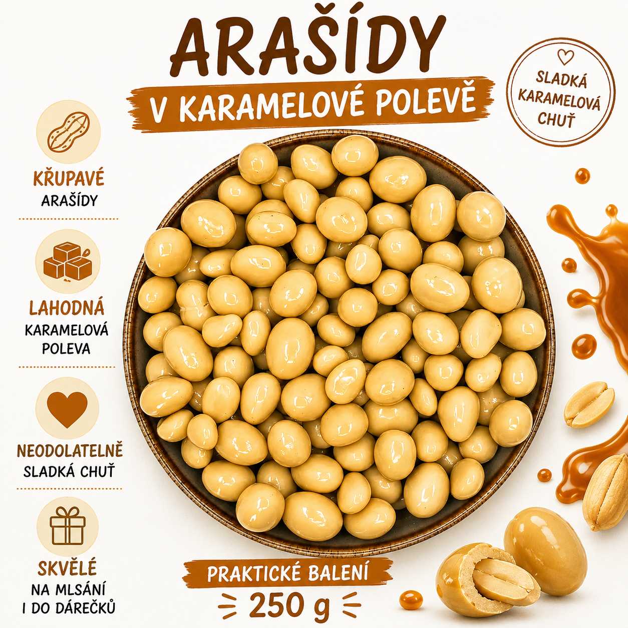 Arašídy v karamelové polevě 250 g — náhled 2