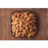 almond nuts peeled roasted square bowl rustic table top view