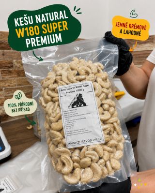 Velké, celé a krásně křupavé. 🥰 Kešu Natural W180 Super Premium si zamilujete pro jejich jemnou, krémovou chuť a prémiovou...