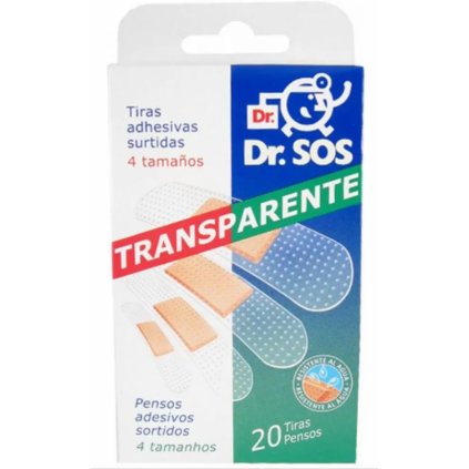 Dr.SOS náplasti Transparent.voděodolná elastická mix 20 ks