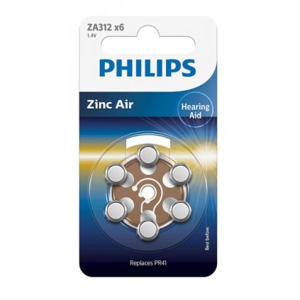 Philips baterie do naslouchadel ZINC AIR 6ks blistr (ZA312B6A 10, 1,4V)
